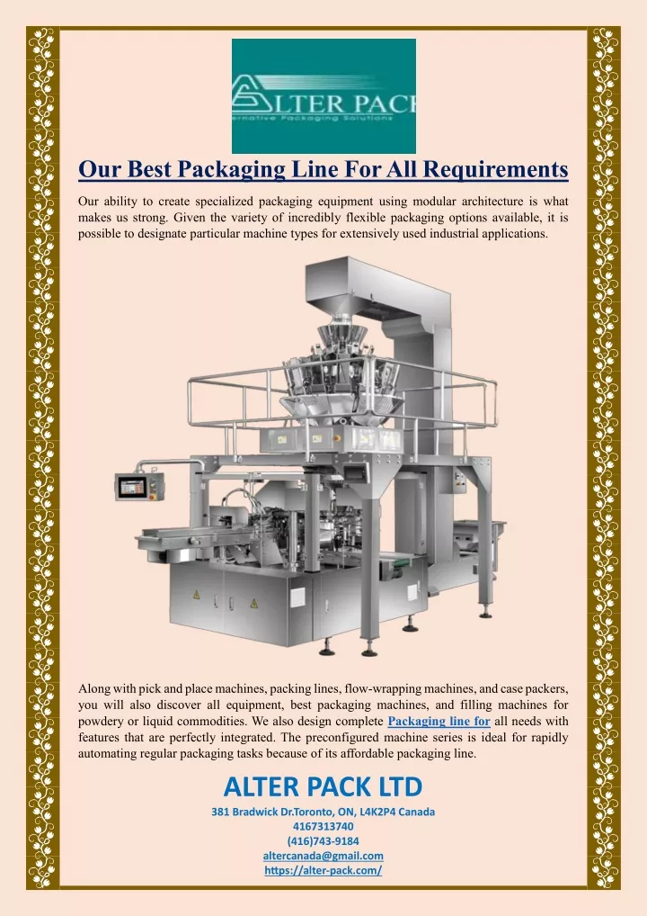 our best packaging line for all requirements