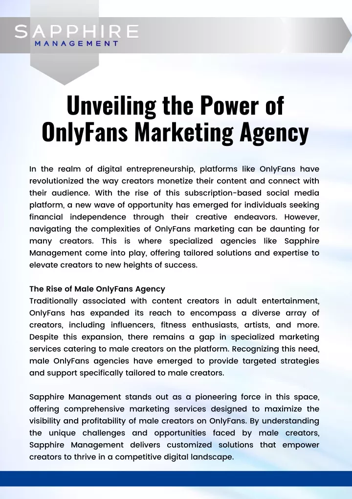unveiling the power of onlyfans marketing agency