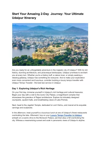 Start Your Amazing 2-Day  Journey_ Your Ultimate Udaipur Itinerary