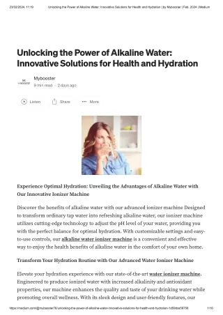 Unlocking the Power of Alkaline Water_ Innovative Solutions for Health and Hydration