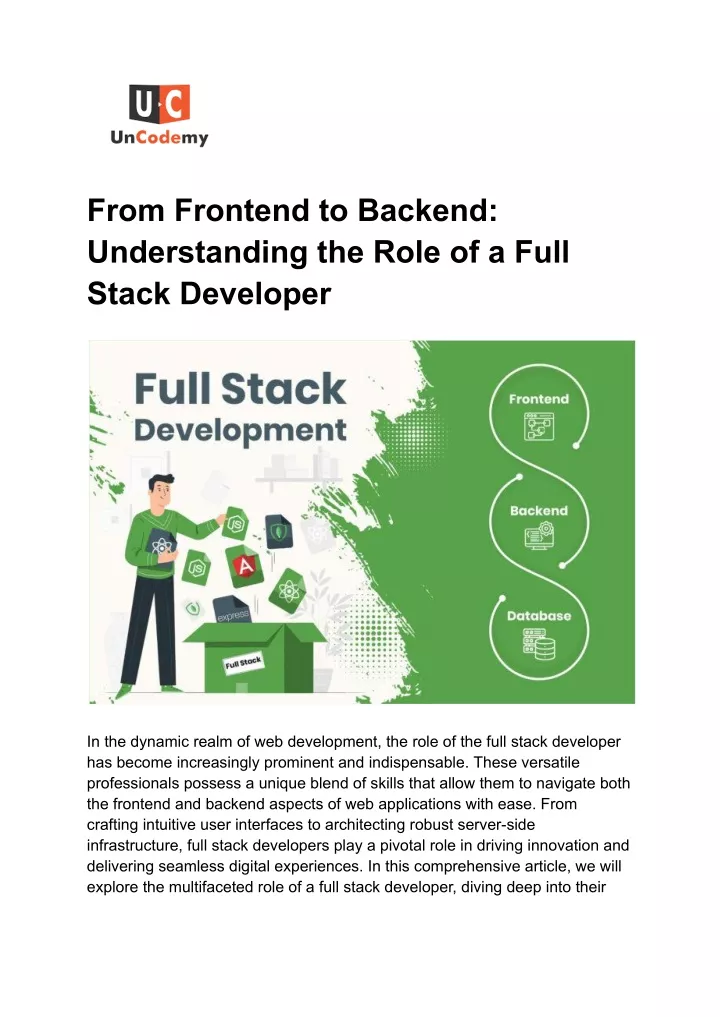 from frontend to backend understanding the role
