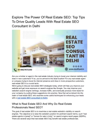 Explore The Power Of Real Estate SEO_ Top Tips To Drive Quality Leads With Real Estate SEO Consultant In Delhi