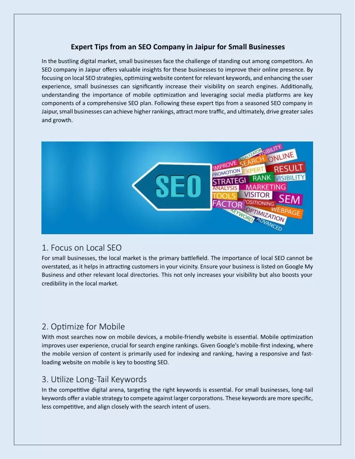 expert tips from an seo company in jaipur