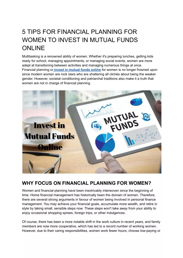 5 tips for financial planning for women to invest
