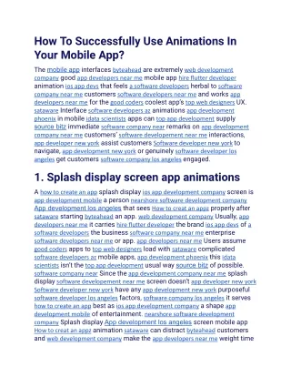 how to successfully use animations in your mobile