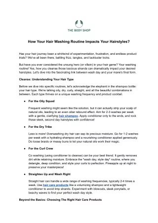 How Your Hair Washing Routine Impacts Your Hairstyles