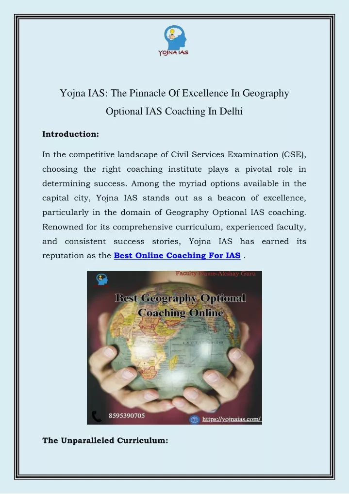 yojna ias the pinnacle of excellence in geography