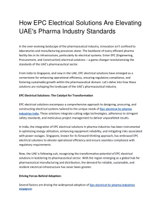 Groupnish - How EPC Electrical Solutions Are Elevating UAE's Pharma Industry Standards