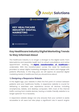 Key Healthcare Industry Digital Marketing Trends to Stay Informed About