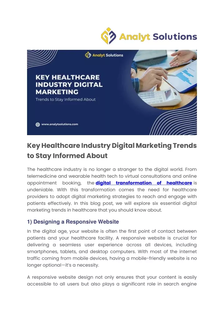 key healthcare industry digital marketing trends