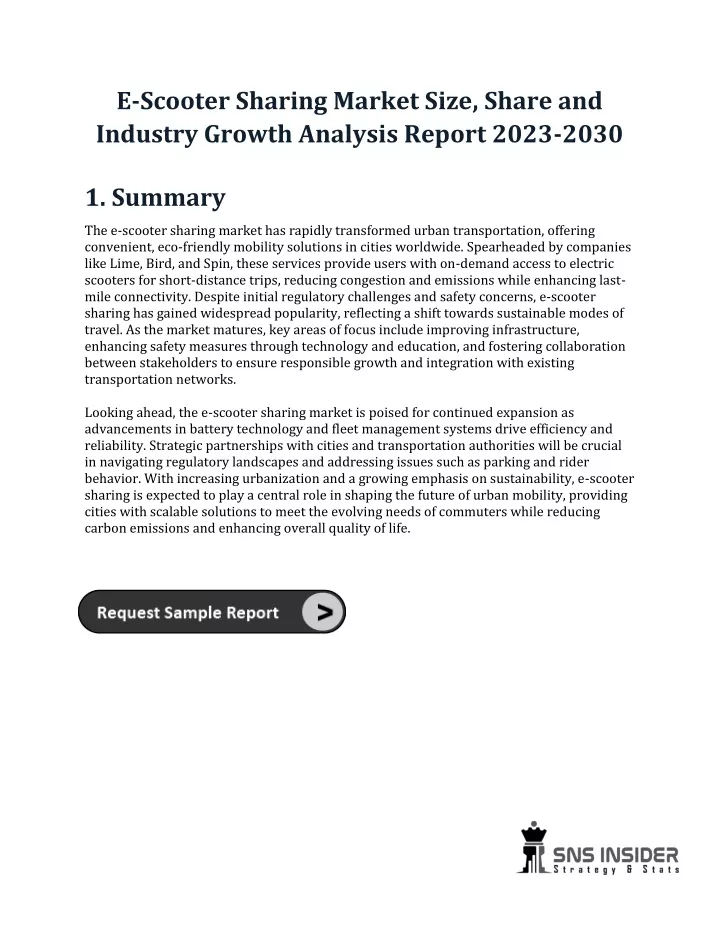 e scooter sharing market size share and industry