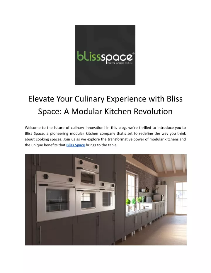 elevate your culinary experience with bliss space