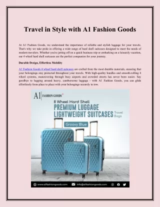 Travel in Style with A1 Fashion Goods