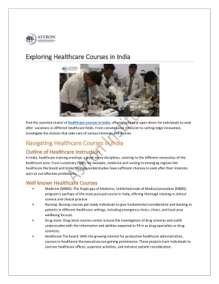 Exploring Healthcare Courses in India