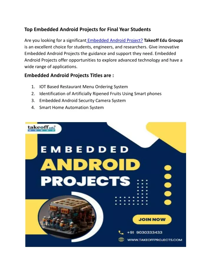 top embedded android projects for final year