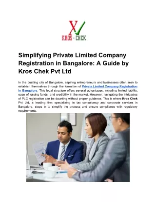 Simplifying Private Limited Company Registration in Bangalore_ A Guide by Kros Chek Pvt Ltd