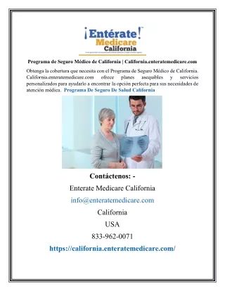 Programa de Seguro Médico de California | California.enteratemedicare.com