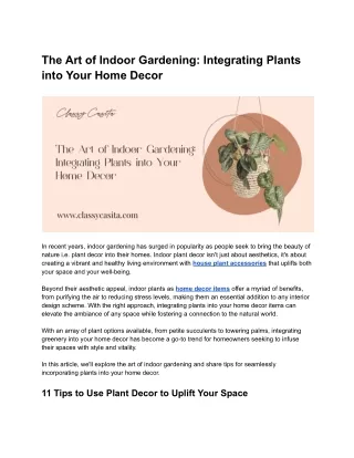 The Art of Indoor Gardening_ Integrating Plants into Your Home Decor