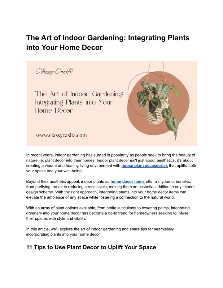 the art of indoor gardening integrating plants