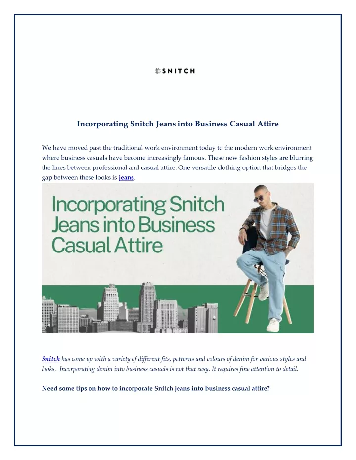incorporating snitch jeans into business casual