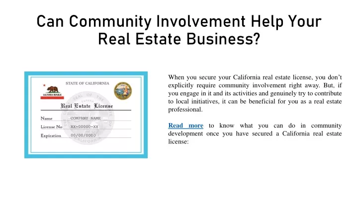 can community involvement help your real estate
