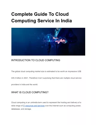 Complete Guide To Cloud Computing Service In India