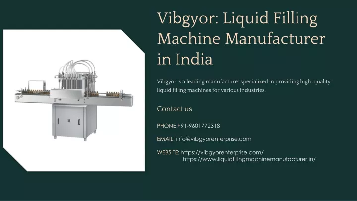 vibgyor liquid filling machine manufacturer