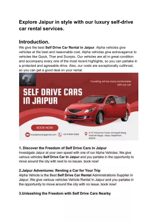 Self Drive Car In Jaipur