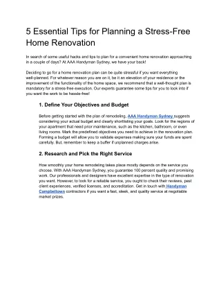 5 Essential Tips for Planning a Stress-Free Home Renovation