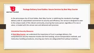 Package Delivery Coral Gables - Secure Services by Best Way Courier