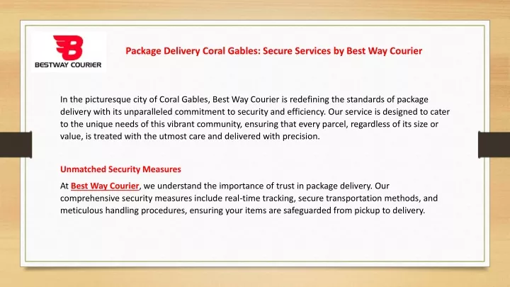 package delivery coral gables secure services