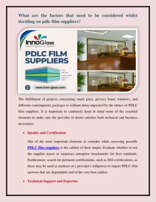 PDLC film suppliers