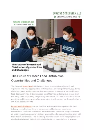 The Future of Frozen Food Distribution