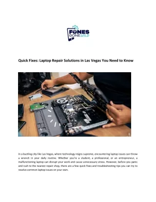 Quick Fixes Laptop Repair Solutions in Las Vegas You Need to Know