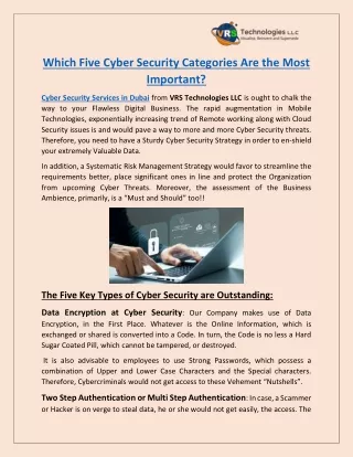 Which Five Cyber Security Categories Are the Most Important?