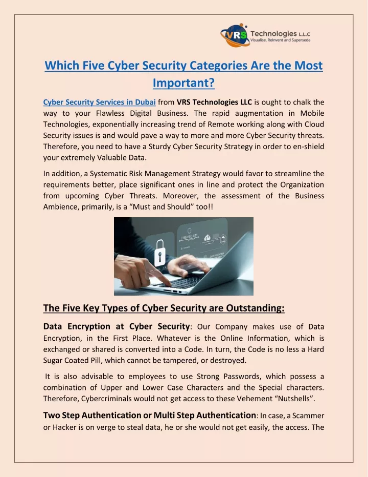 which five cyber security categories are the most