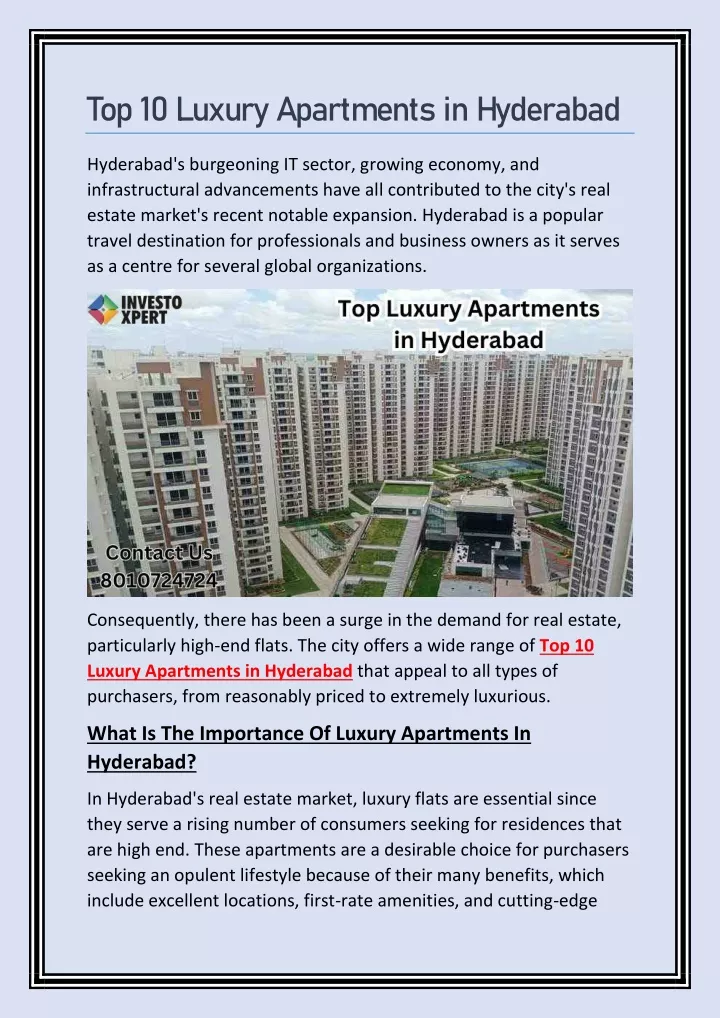 top 10 luxury apartments in hyderabad