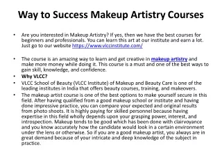Way to Success Makeup Artistry Courses