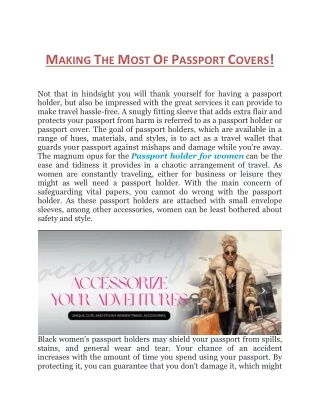 Sophisticated Essential: Black Women's Passport Holder