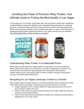 Unveiling the Power of Premium Whey Protein_ Your Ultimate Guide to Finding the Best Quality in Las Vegas