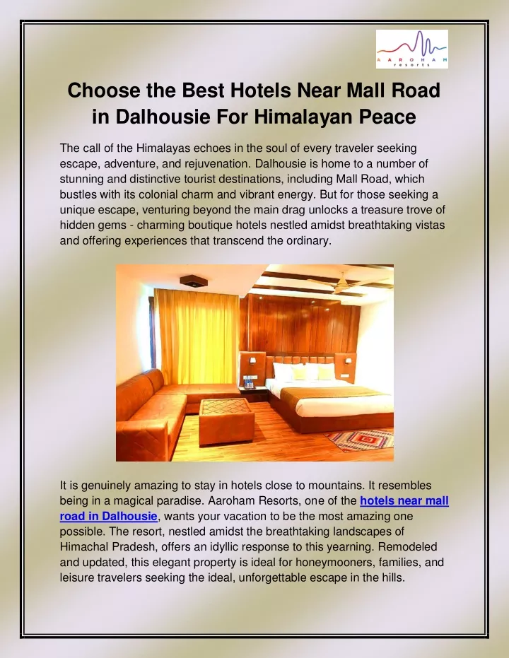 choose the best hotels near mall road