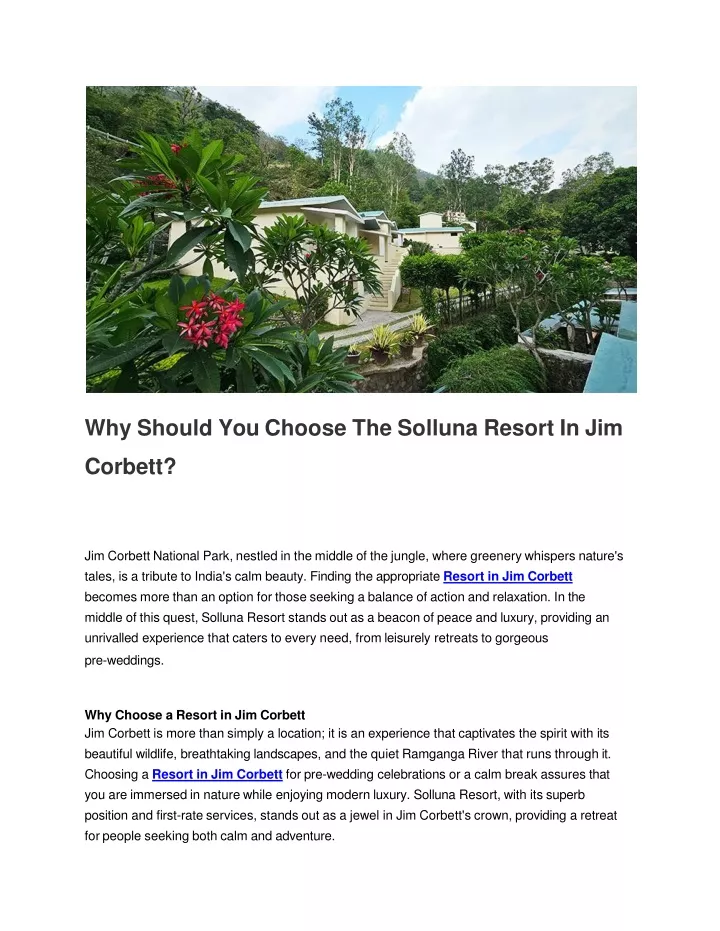 why should you choose the solluna resort