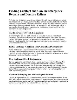 "Finding Comfort and Care in Emergency Repairs and Denture Relines.