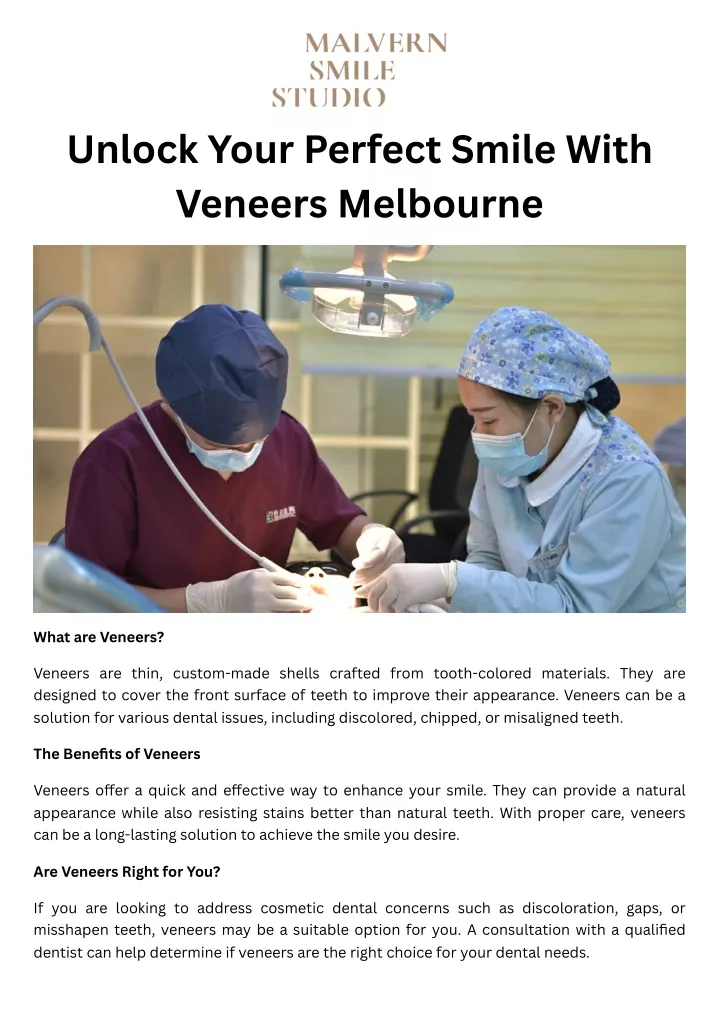 unlock your perfect smile with veneers melbourne
