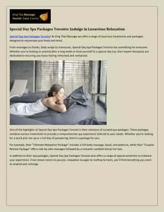 Special Day Spa Packages Toronto: Your Gateway to Relaxation