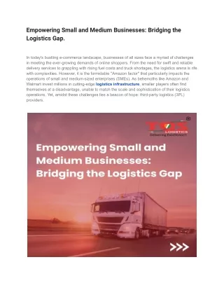 Empowering Small and Medium Businesses_ Bridging the Logistics Gap.