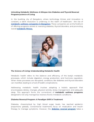 Unlocking Metabolic Wellness_ A Glimpse into Diabetes and Thyroid Reversal Programs,science of Living