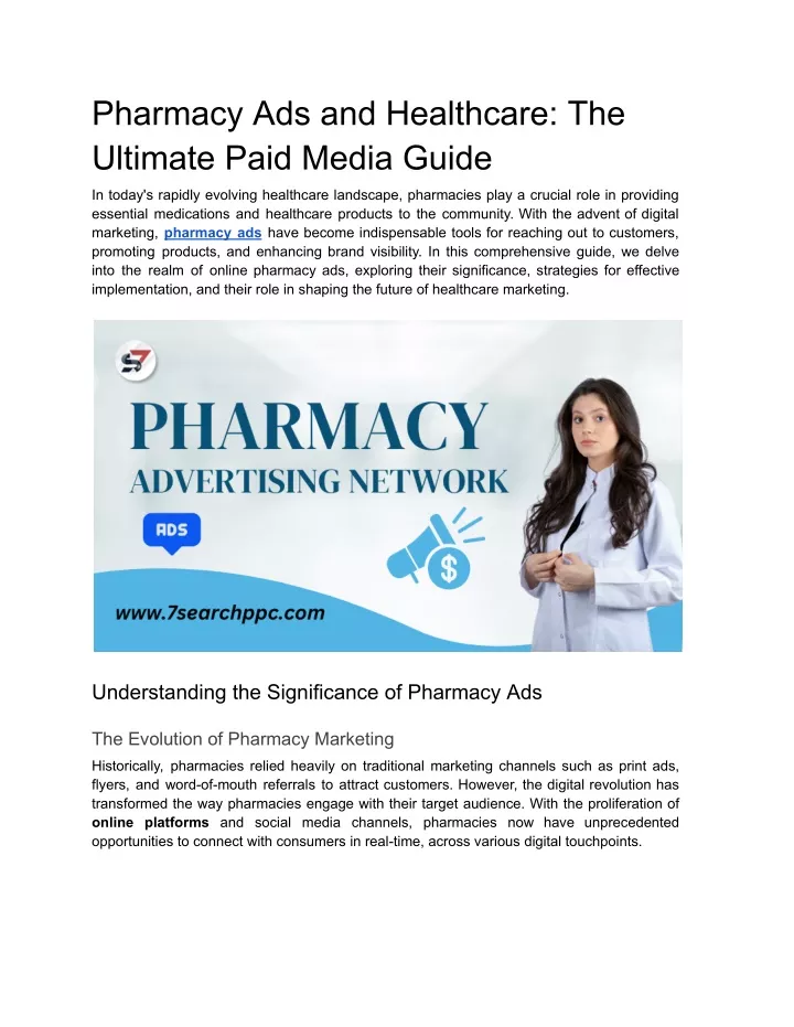 pharmacy ads and healthcare the ultimate paid