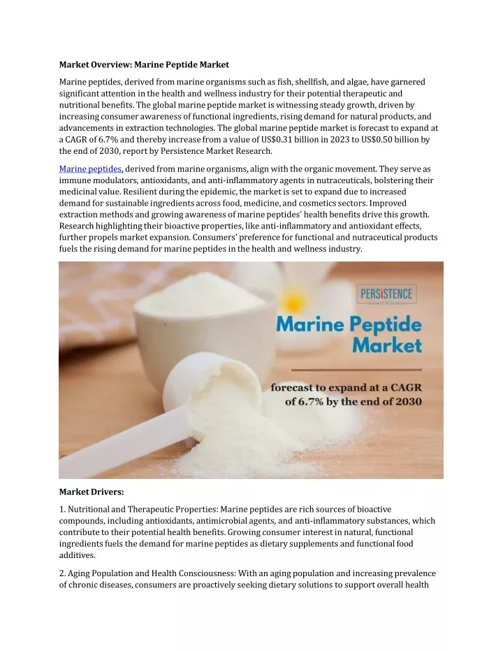market overview marine peptide market marine