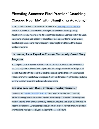 coaching classes near me"Unlocking Potential: Jhunjhunu Academy's Premier Coachi